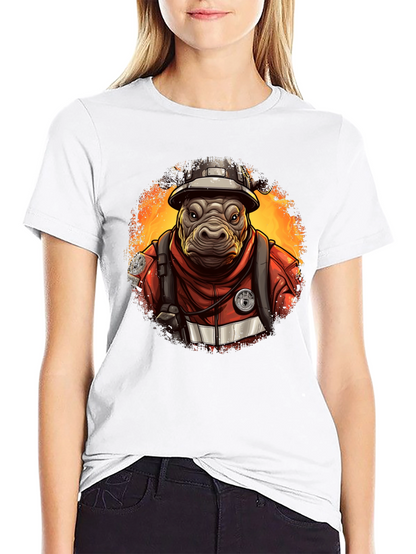 Camiseta Negra Bombero Hipopótamo