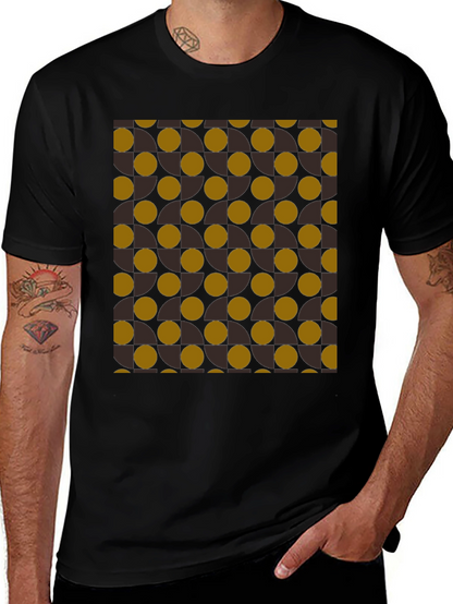 Camiseta Negra con Diseño Geométrico Abstracto
