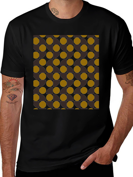 Camiseta Negra con Diseño Geométrico Abstracto