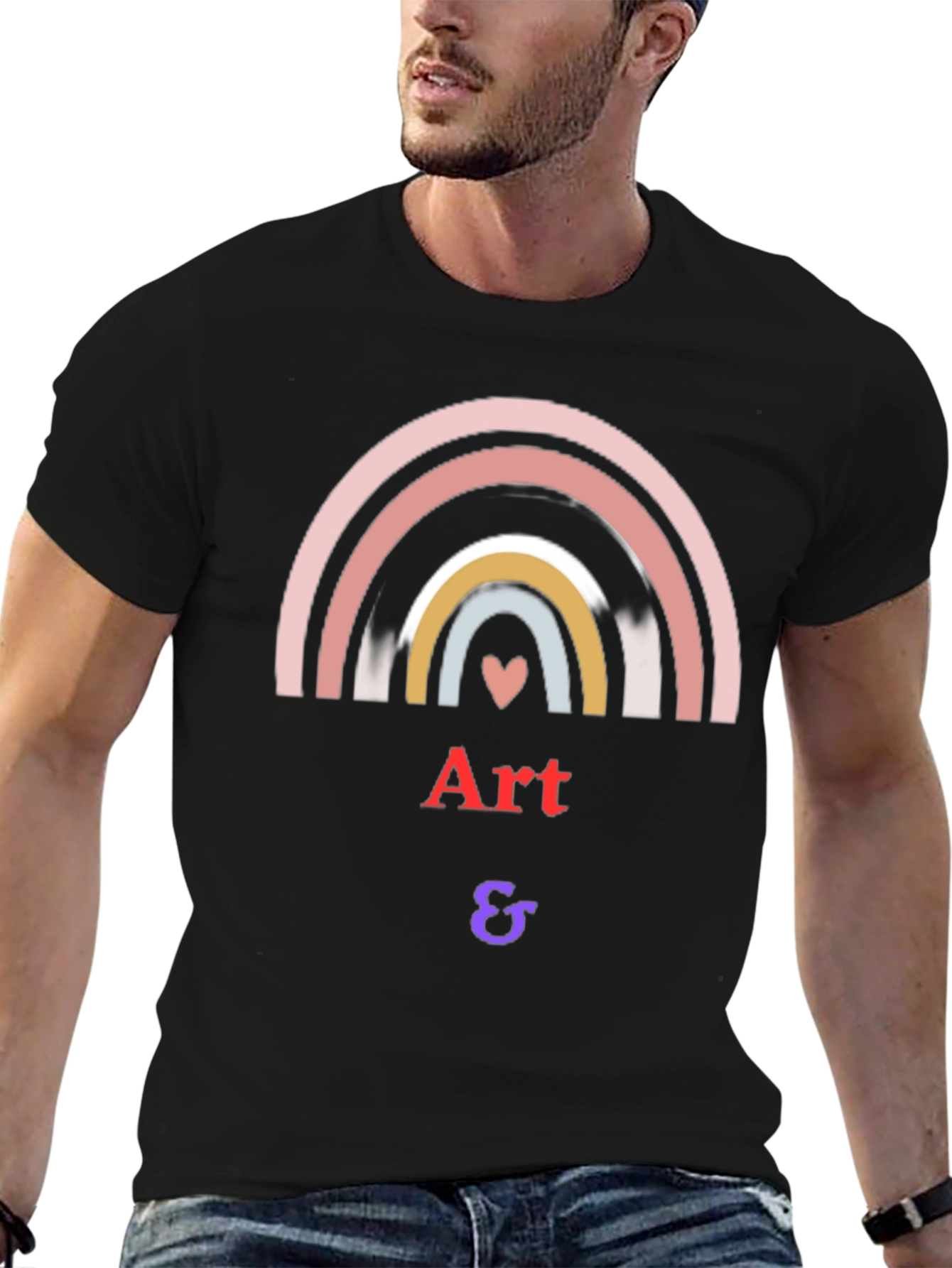 Camiseta Negra Arte & - Diseño Arcoíris
