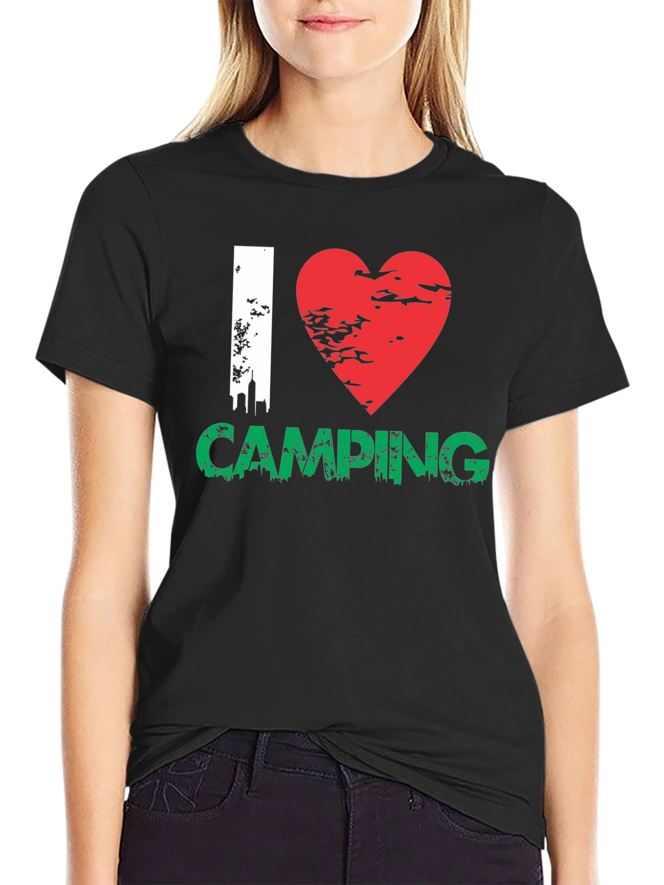 Camiseta Negra I ❤️ Camping