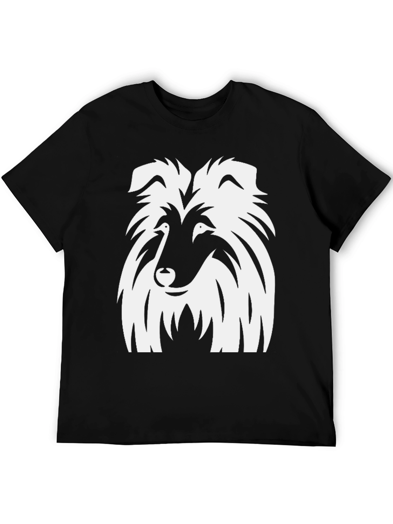 Camiseta Negra con Diseño de Collie Blanco
