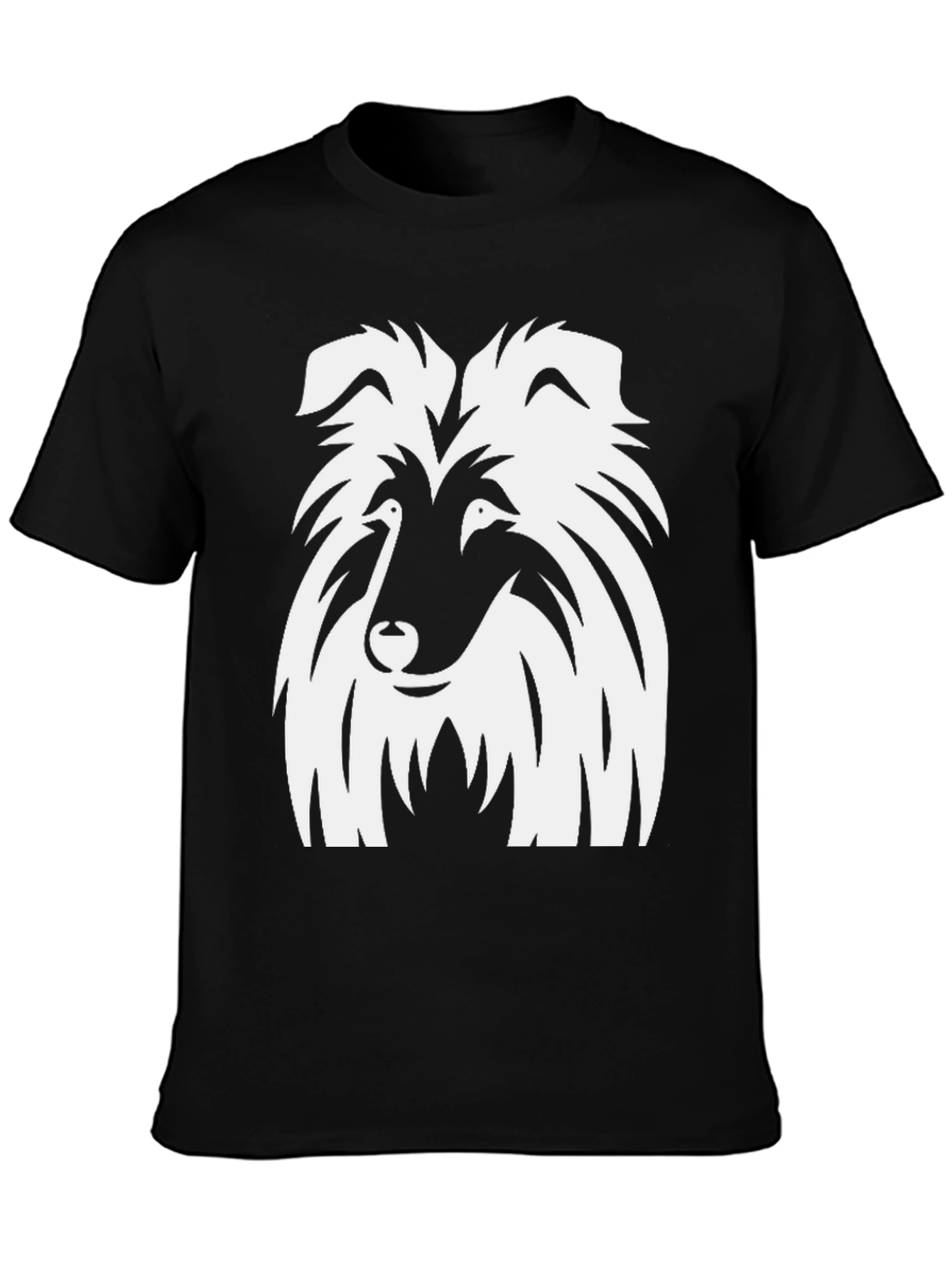 Camiseta Negra con Diseño de Collie Blanco