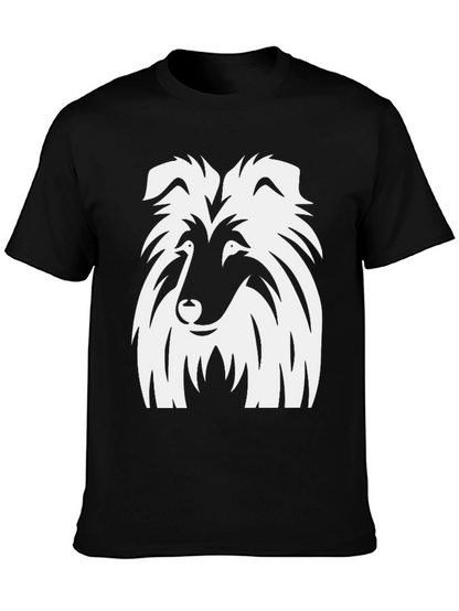 Camiseta Negra con Diseño de Collie Blanco