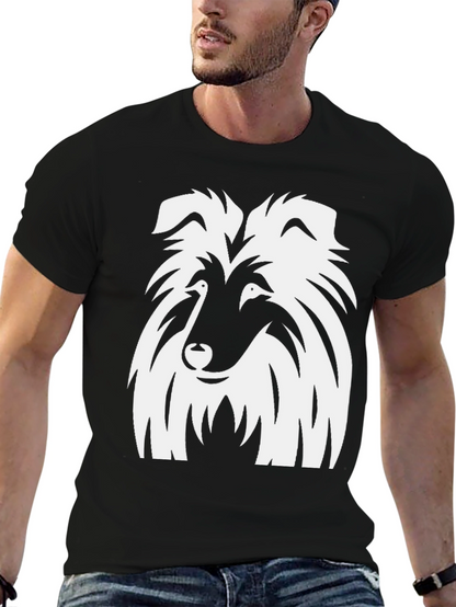 Camiseta Negra con Diseño de Collie Blanco