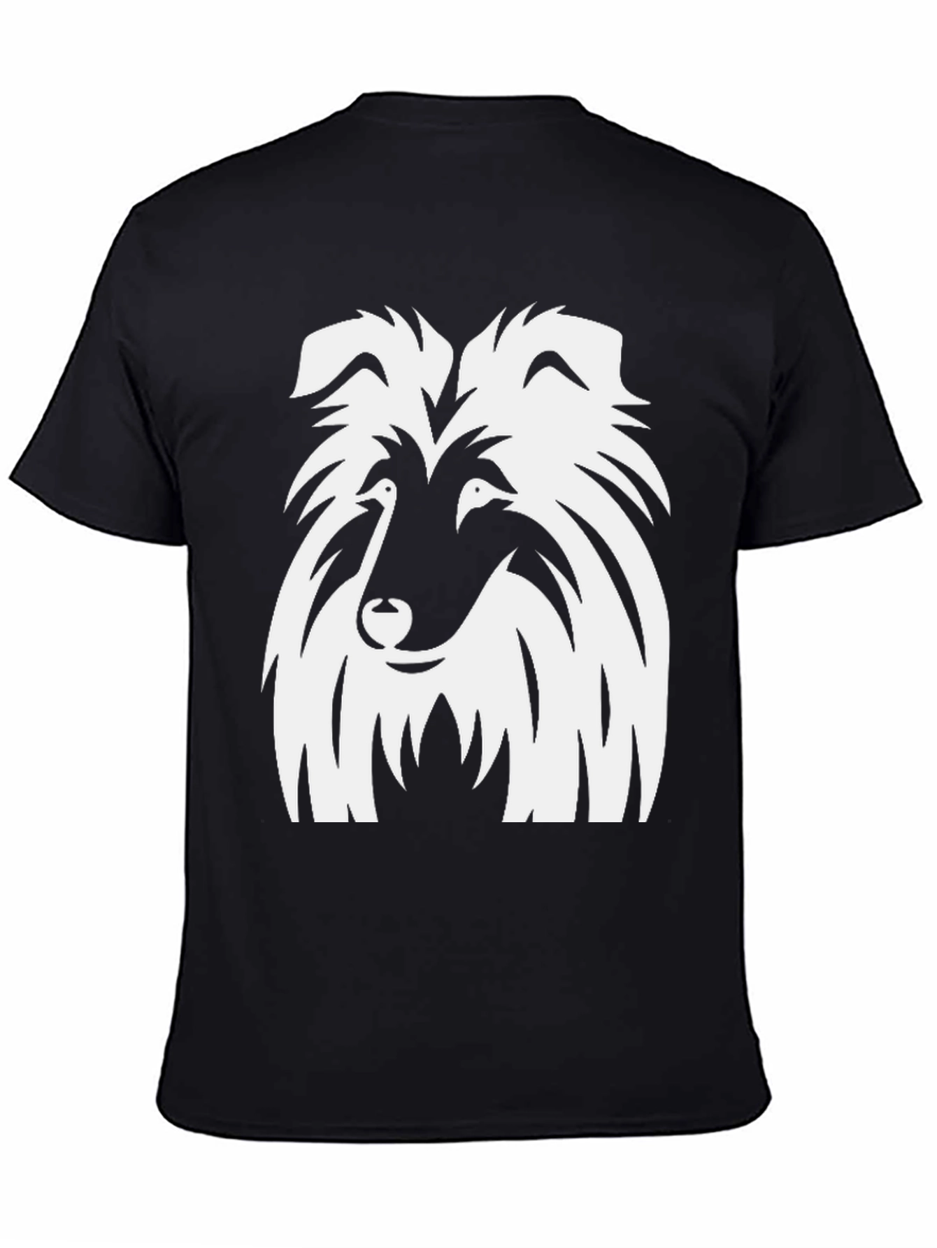 Camiseta Negra con Diseño de Collie Blanco
