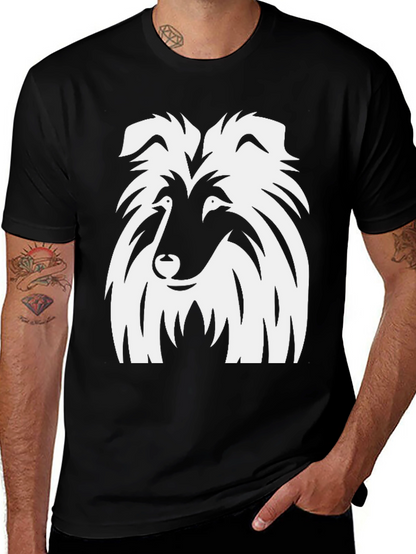 Camiseta Negra con Diseño de Collie Blanco
