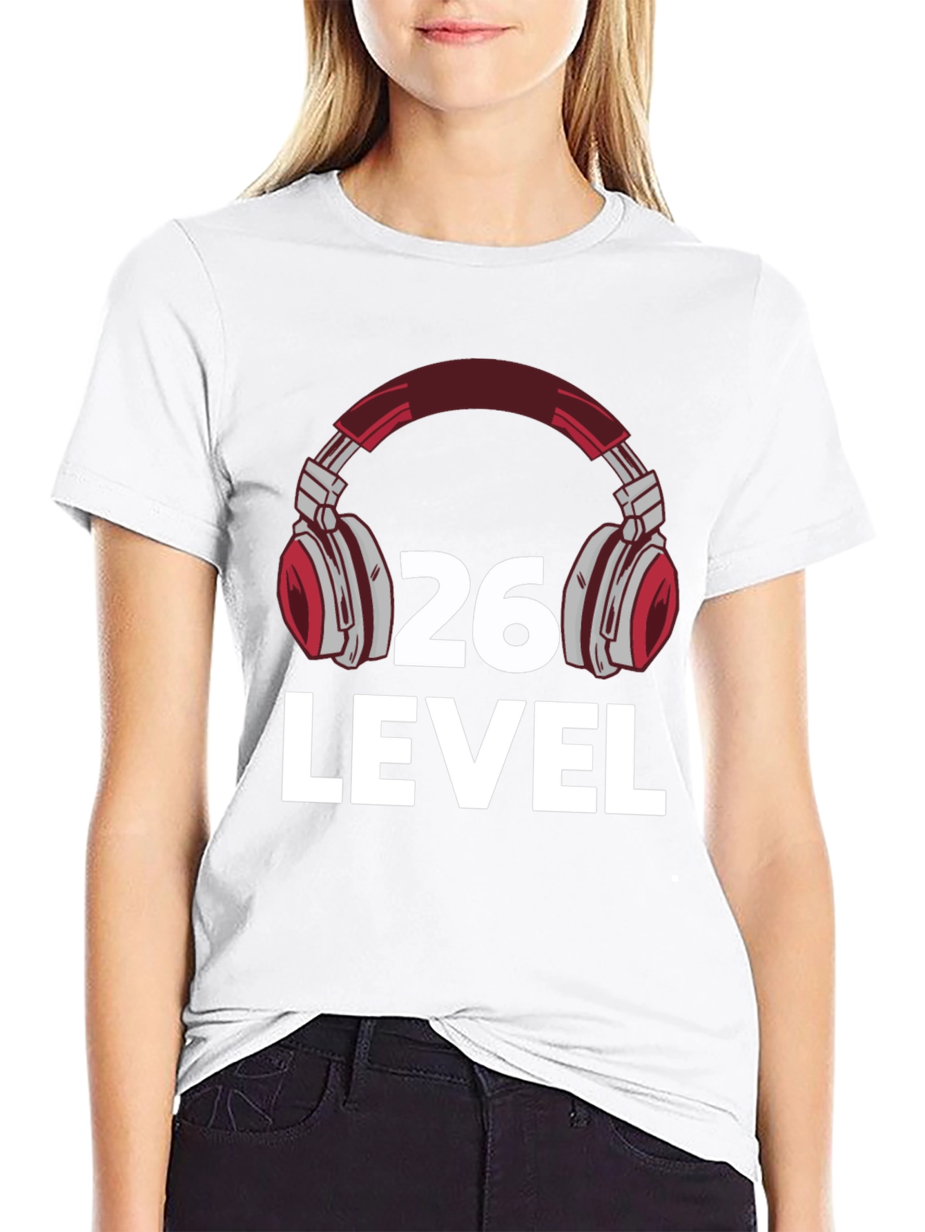 Camiseta Negra Nivel 26 Gamer con Audífonos