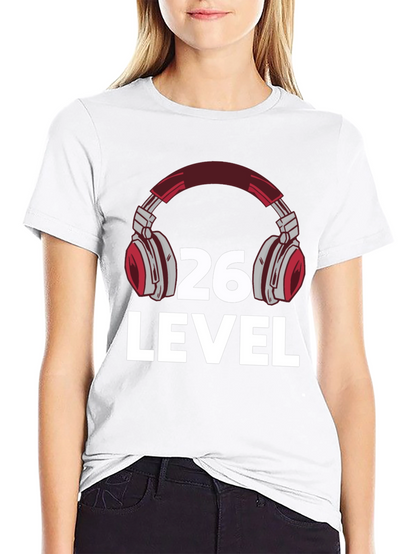 Camiseta Negra Nivel 26 Gamer con Audífonos