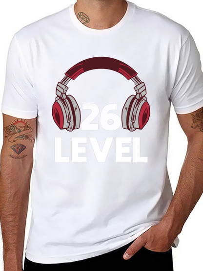 Camiseta Negra Nivel 26 Gamer con Audífonos