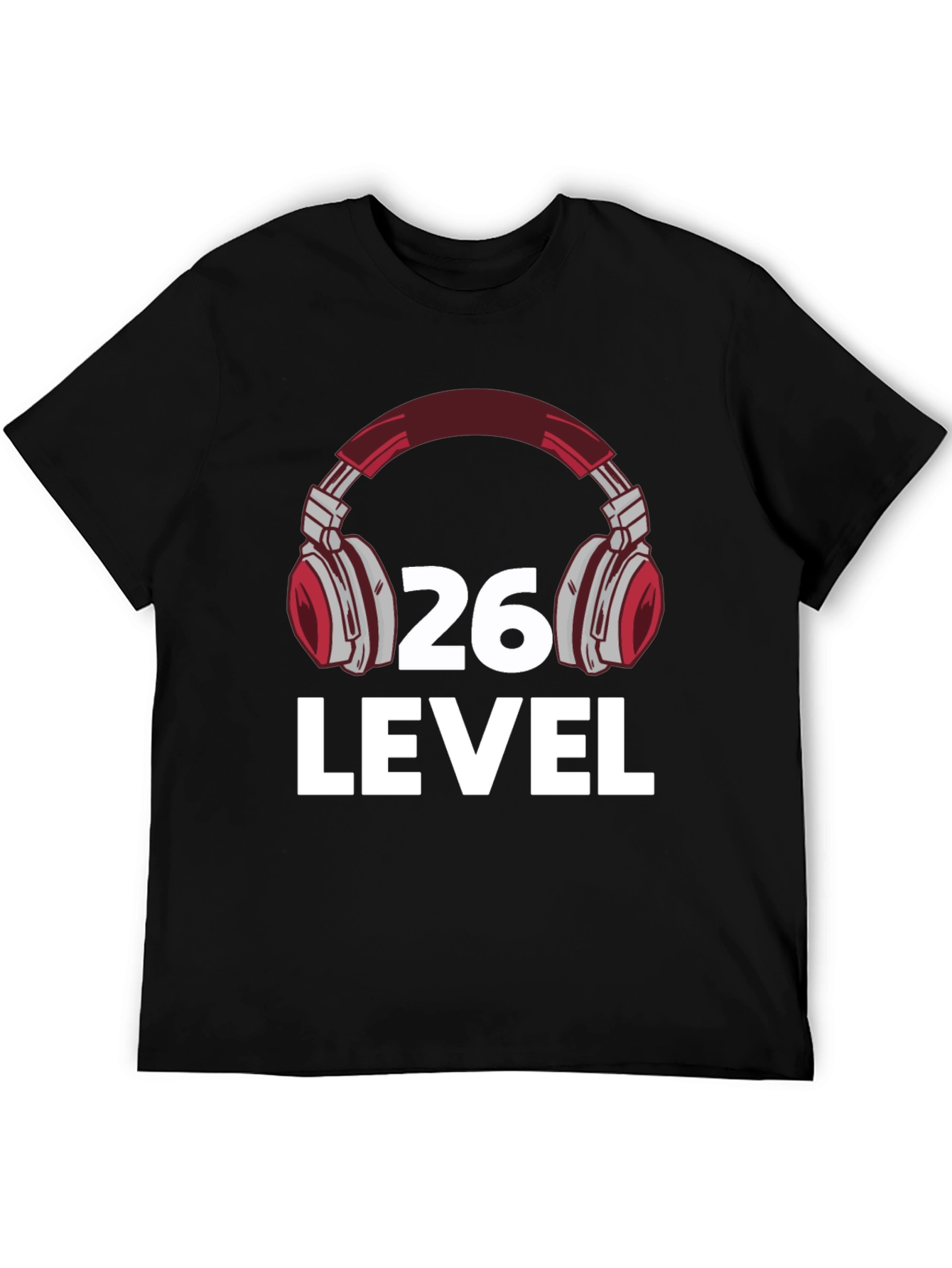 Camiseta Negra Nivel 26 Gamer con Audífonos