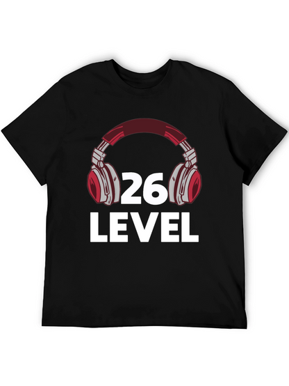 Camiseta Negra Nivel 26 Gamer con Audífonos