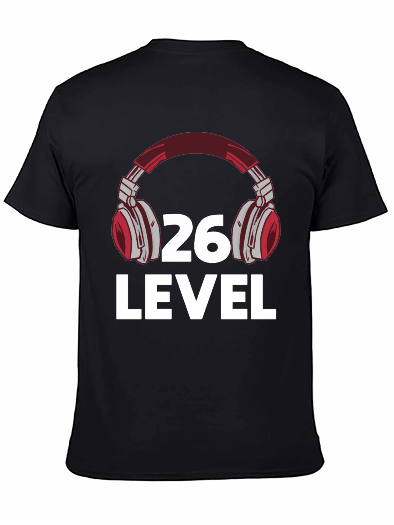 Camiseta Negra Nivel 26 Gamer con Audífonos