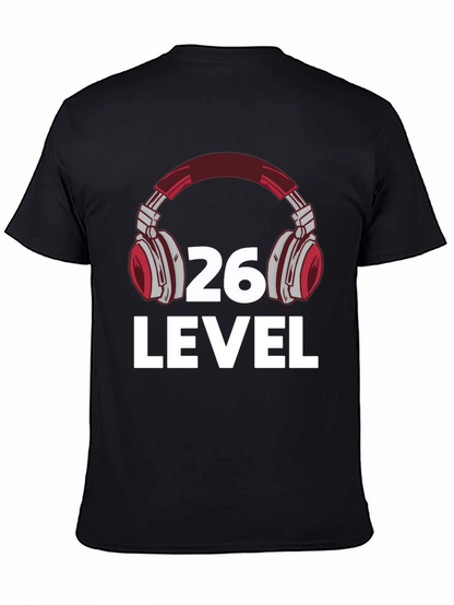 Camiseta Negra Nivel 26 Gamer con Audífonos