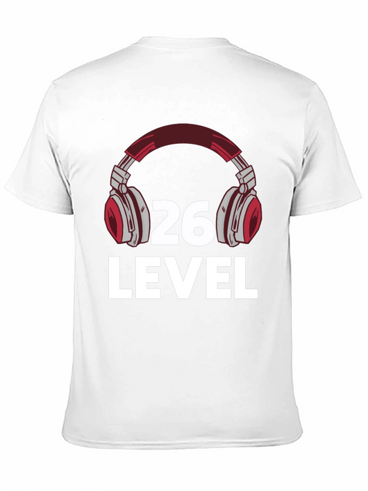 Camiseta Negra Nivel 26 Gamer con Audífonos