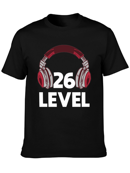 Camiseta Negra Nivel 26 Gamer con Audífonos