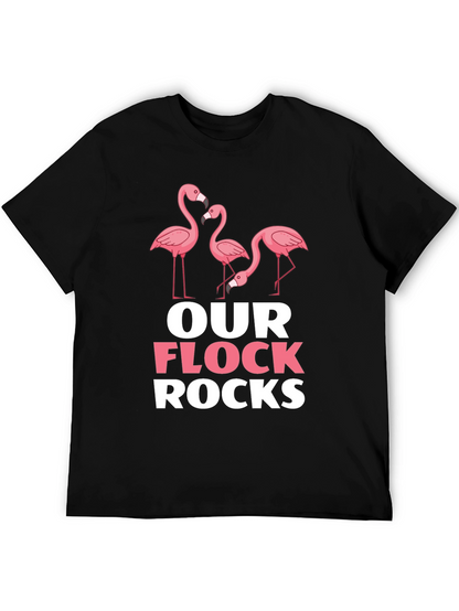 Camiseta Negra con Diseño de Flamencos Our Flock Rocks