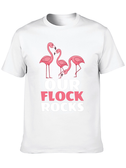 Camiseta Negra con Diseño de Flamencos Our Flock Rocks