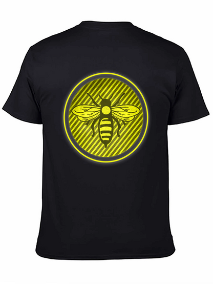 Camiseta Negra con Abeja en Círculo Amarillo