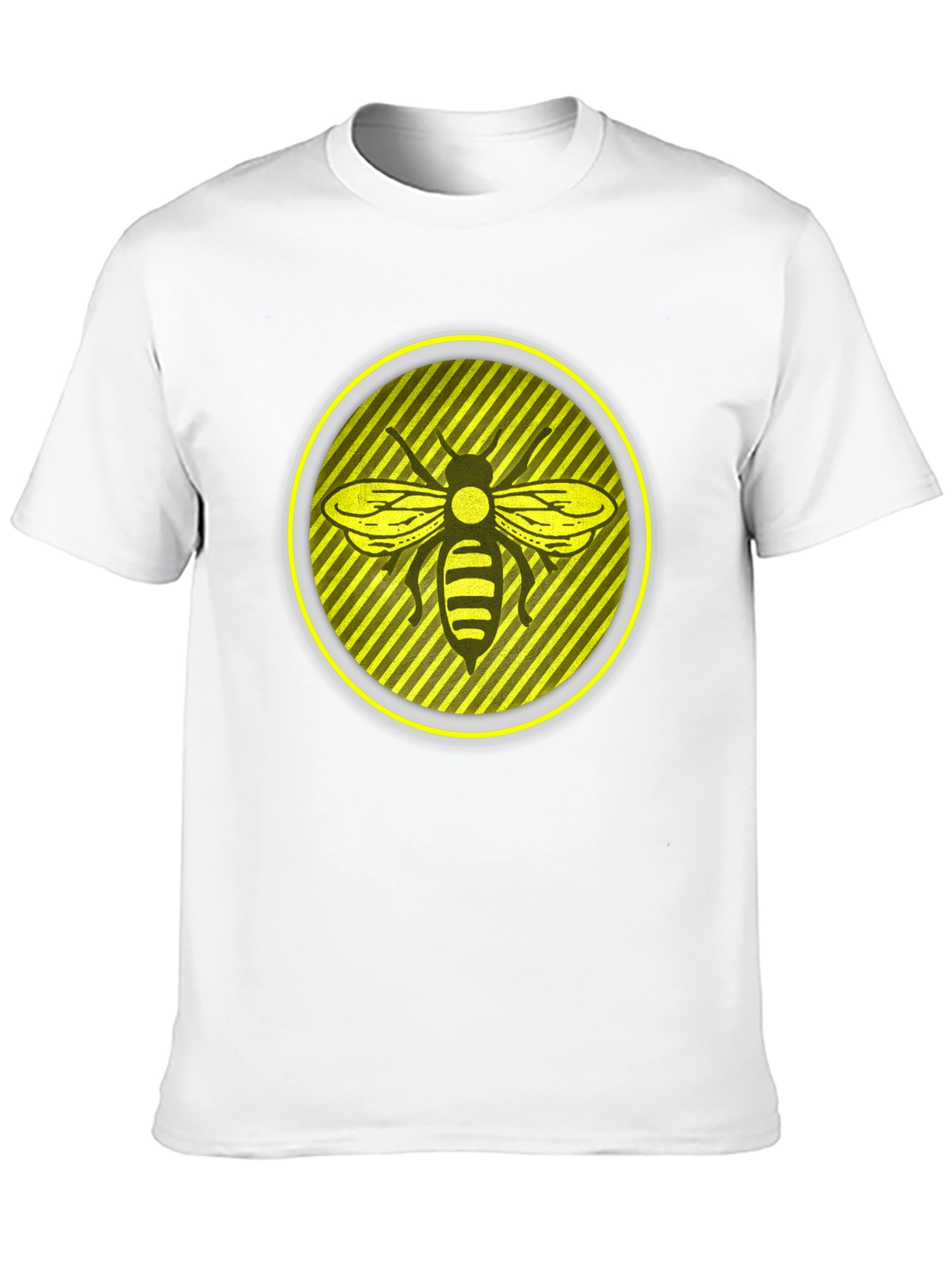 Camiseta Negra con Abeja en Círculo Amarillo