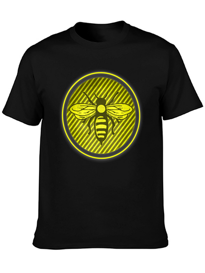 Camiseta Negra con Abeja en Círculo Amarillo