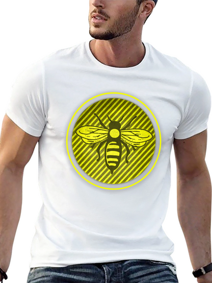 Camiseta Negra con Abeja en Círculo Amarillo