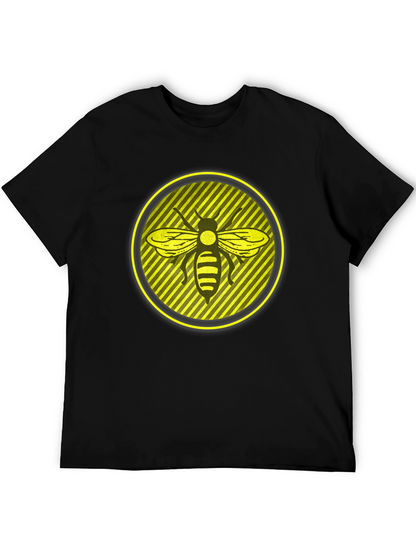 Camiseta Negra con Abeja en Círculo Amarillo