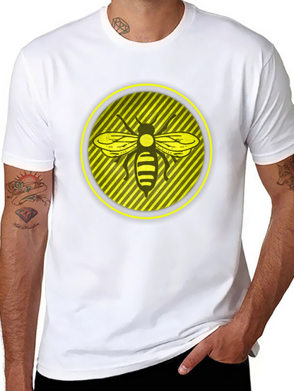 Camiseta Negra con Abeja en Círculo Amarillo