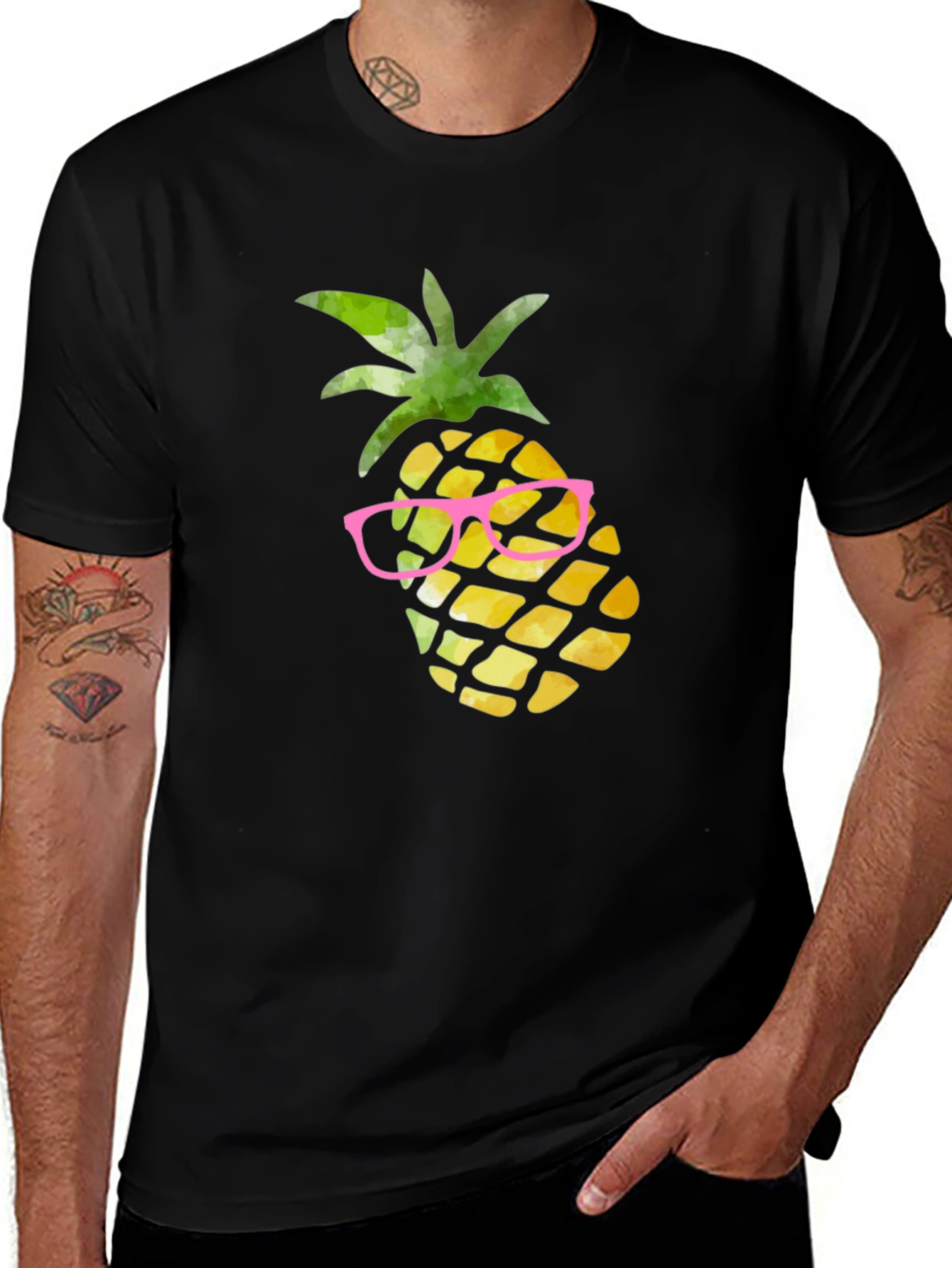Camiseta Negra Piña con Gafas
