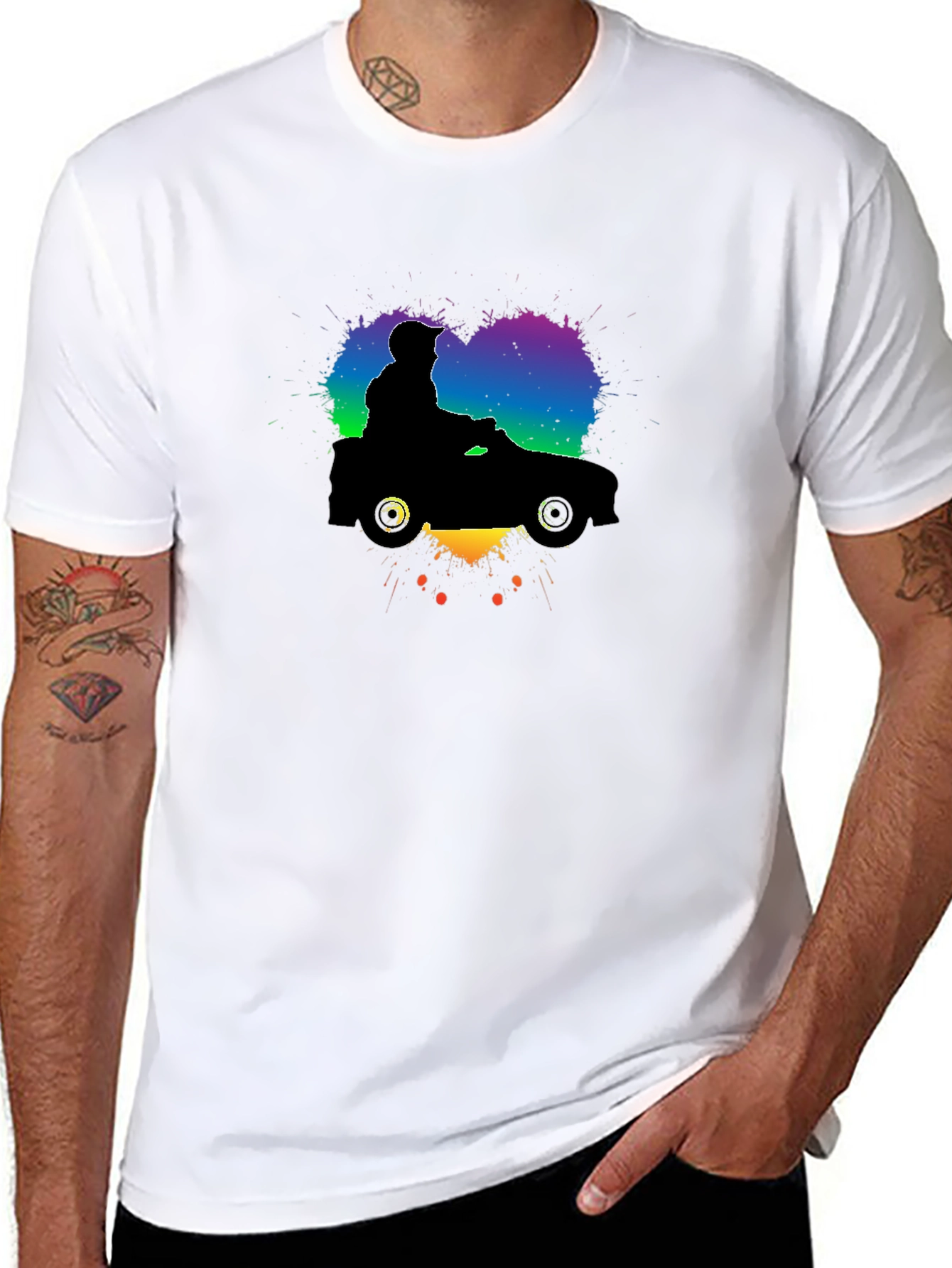 Camiseta Negra con Diseño de Coche Divertido