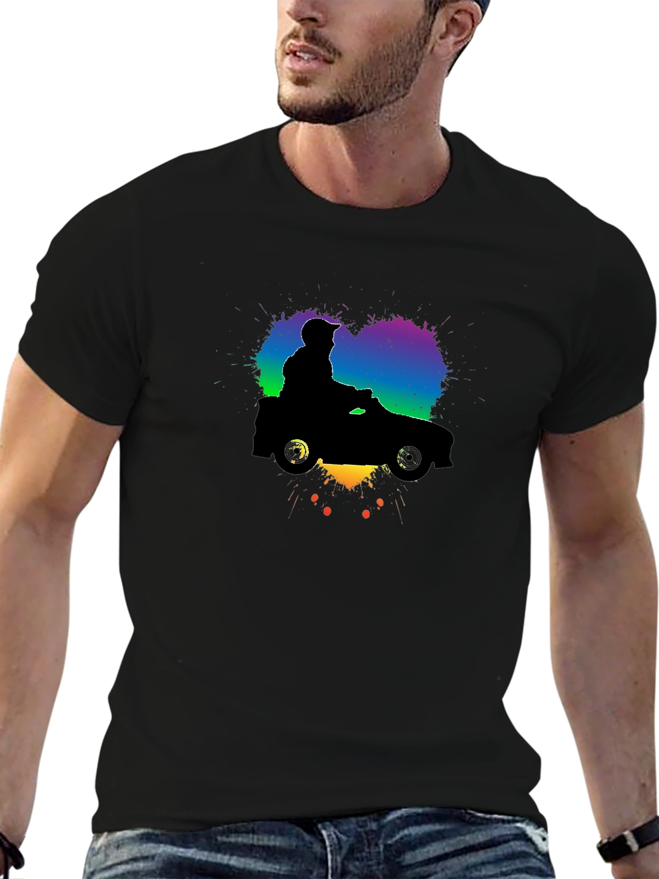 Camiseta Negra con Diseño de Coche Divertido