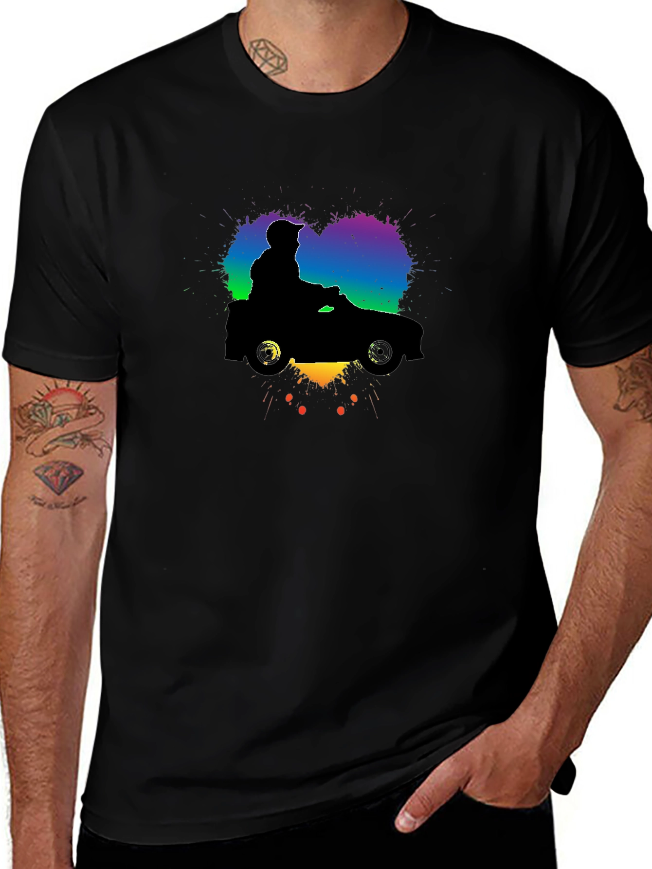 Camiseta Negra con Diseño de Coche Divertido