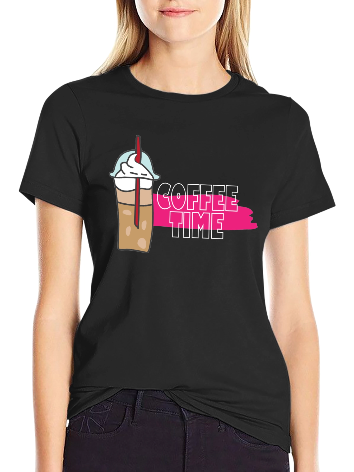 Camiseta Negra Coffee Time Casual