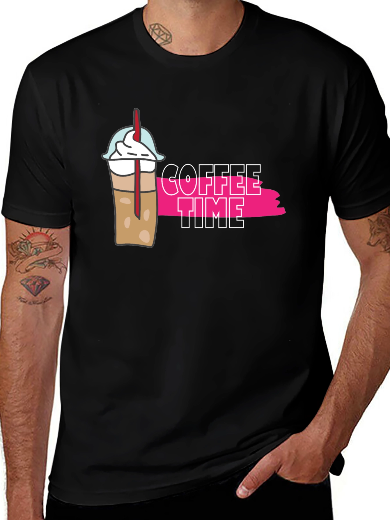 Camiseta Negra Coffee Time Casual