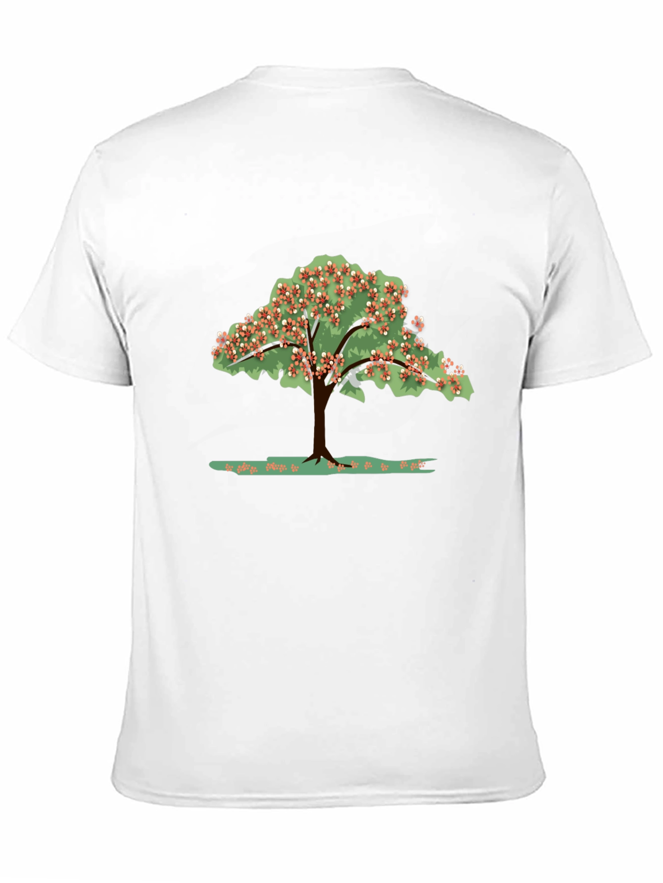 Camiseta Negra con Estampado de Árbol Floreciente