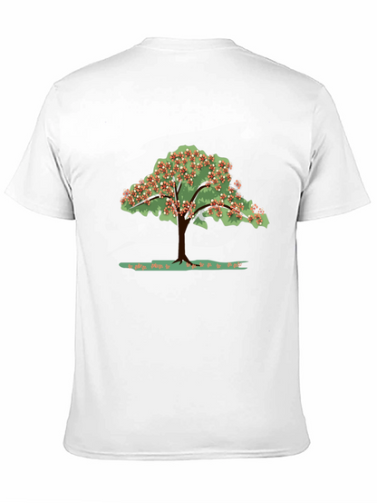 Camiseta Negra con Estampado de Árbol Floreciente
