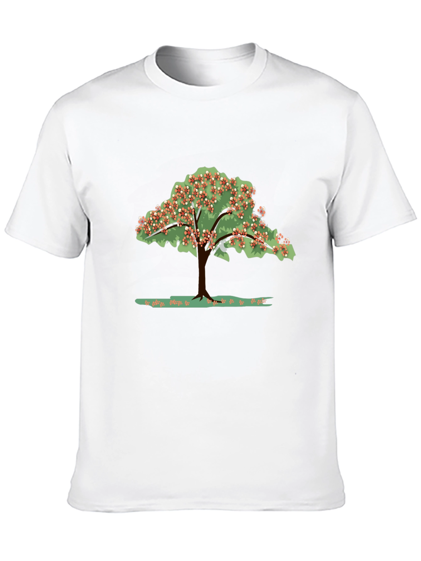 Camiseta Negra con Estampado de Árbol Floreciente