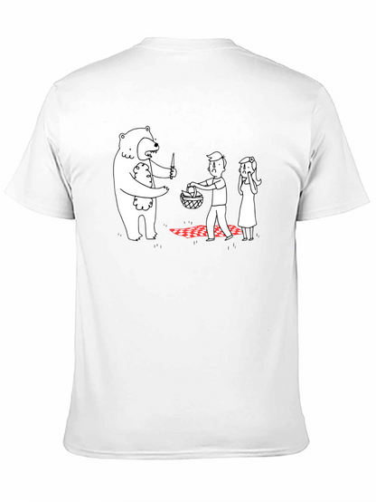 Camiseta Negra Estampada: Oso Ladrón de Picnic