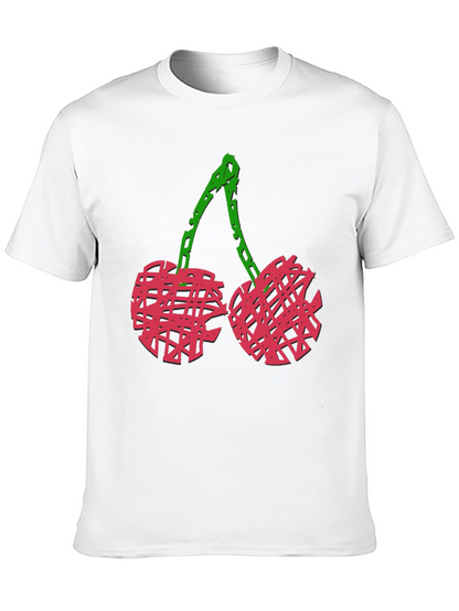 Camiseta Negra con Diseño de Cerezas Abstractas