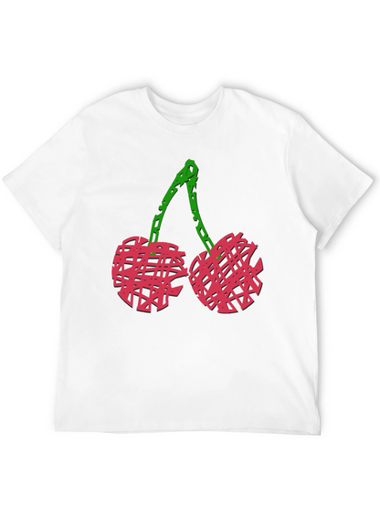 Camiseta Negra con Diseño de Cerezas Abstractas
