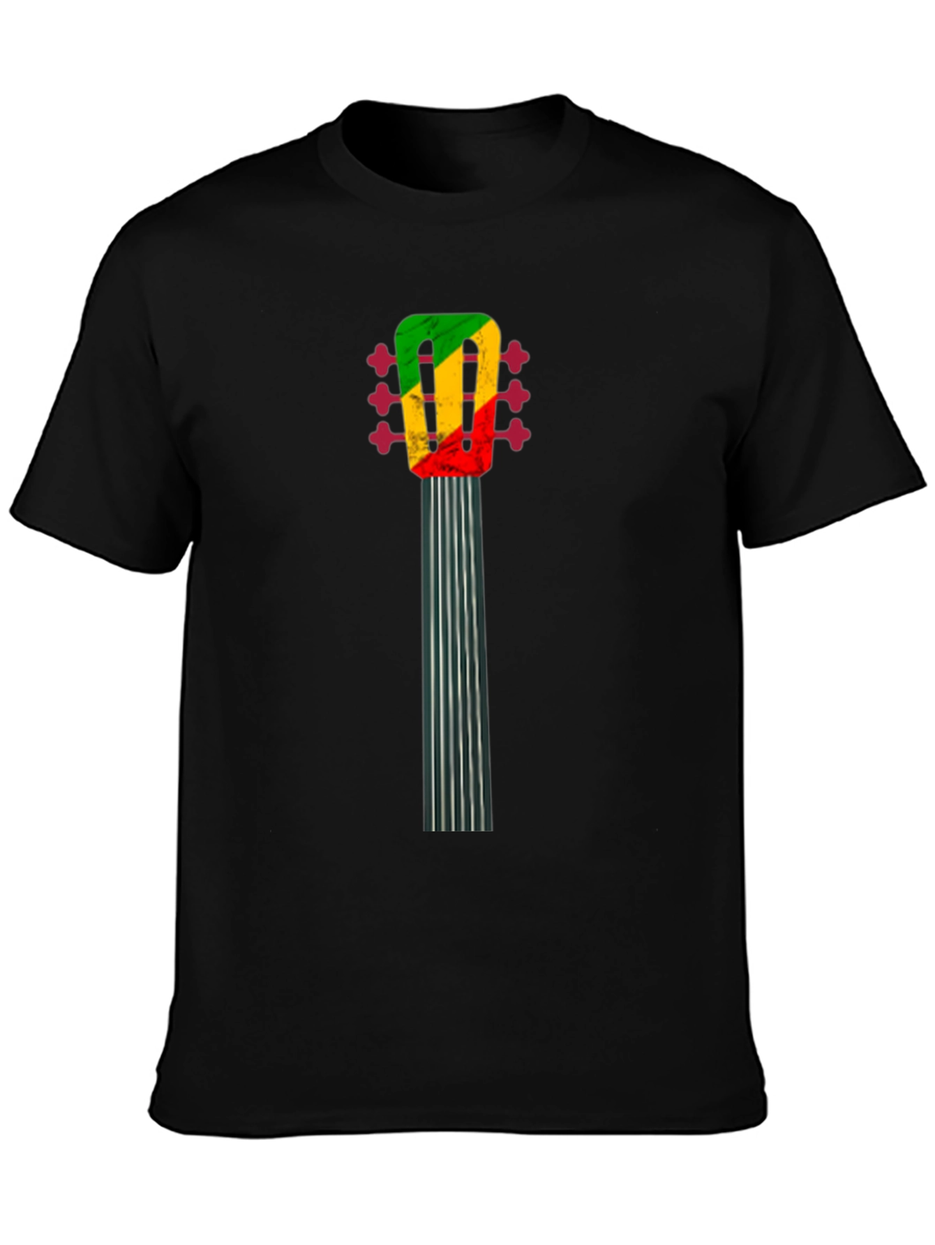 Camiseta Negra con Diseño de Guitarra Reggae