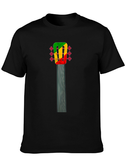 Camiseta Negra con Diseño de Guitarra Reggae