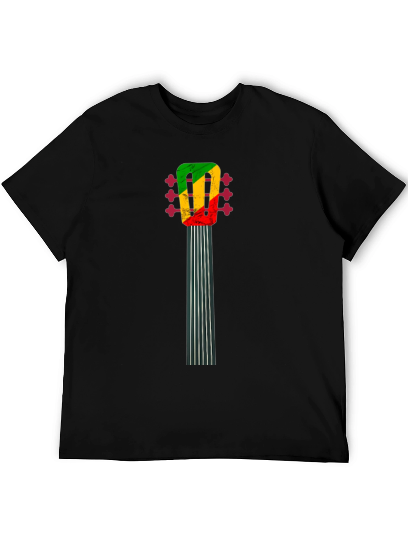 Camiseta Negra con Diseño de Guitarra Reggae
