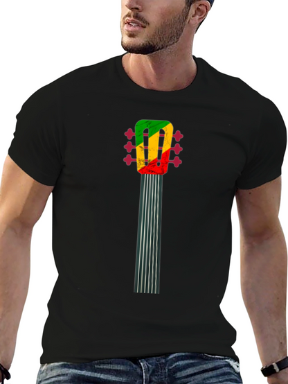 Camiseta Negra con Diseño de Guitarra Reggae