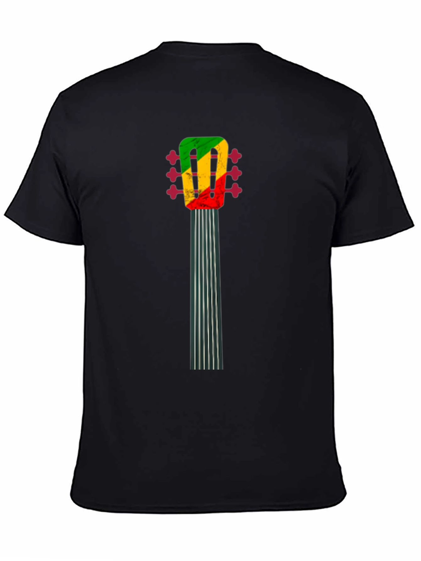 Camiseta Negra con Diseño de Guitarra Reggae