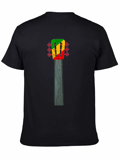 Camiseta Negra con Diseño de Guitarra Reggae