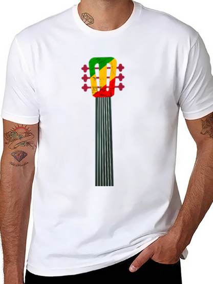 Camiseta Negra con Diseño de Guitarra Reggae