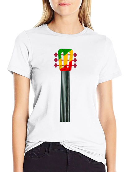 Camiseta Negra con Diseño de Guitarra Reggae
