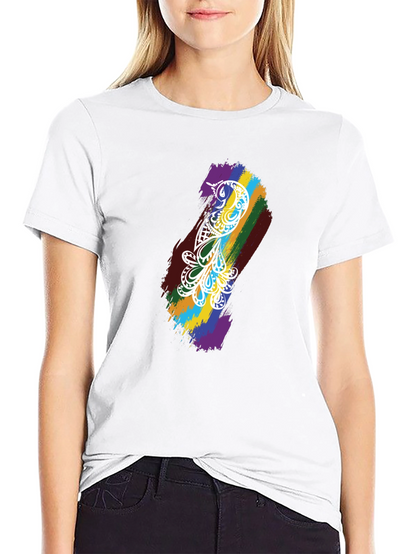 Camiseta Negra Hombre - Diseño Pájaro Arcoíris