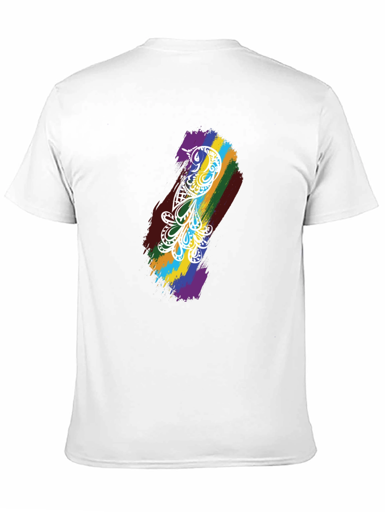 Camiseta Negra Hombre - Diseño Pájaro Arcoíris